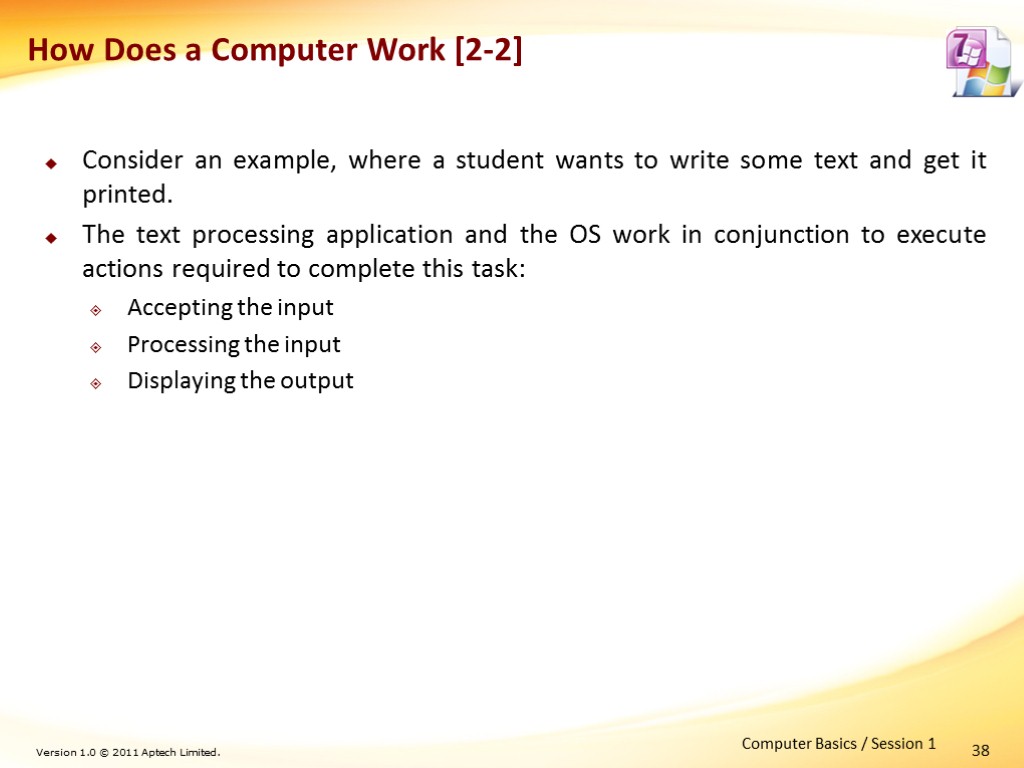 Consider an example, where a student wants to write some text and get it